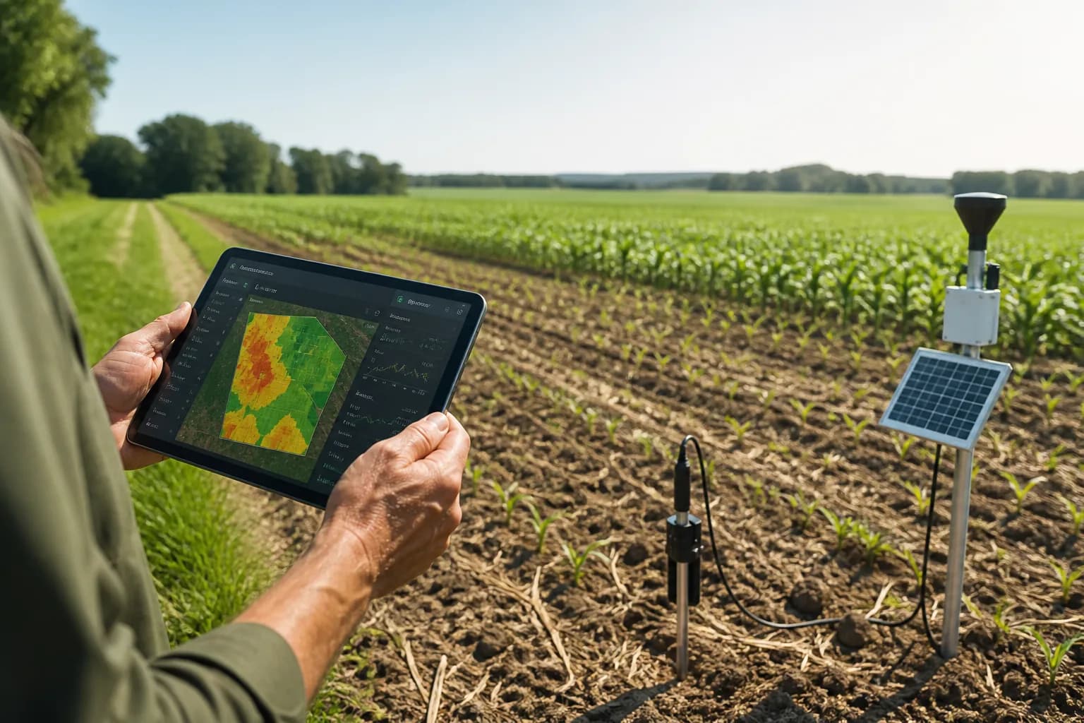 Precision agriculture platform with satellite imagery, field mapping, soil analysis, and sensor data