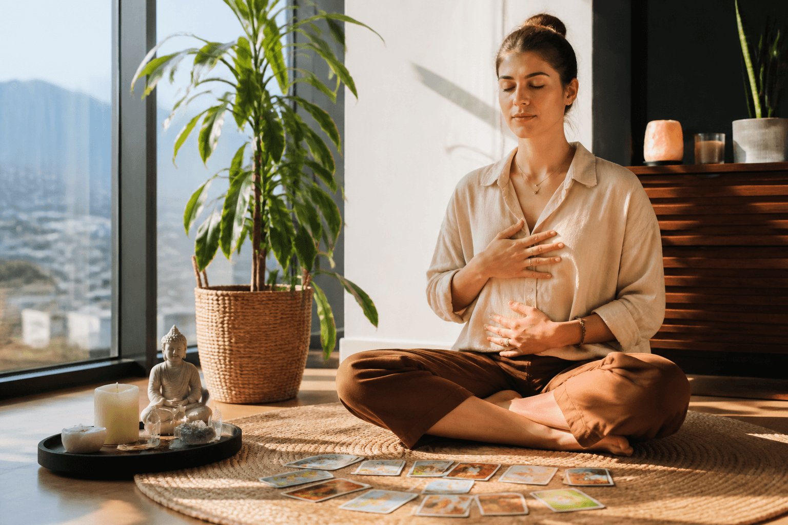 Spiritual wellness app with meditation and tarot guidance