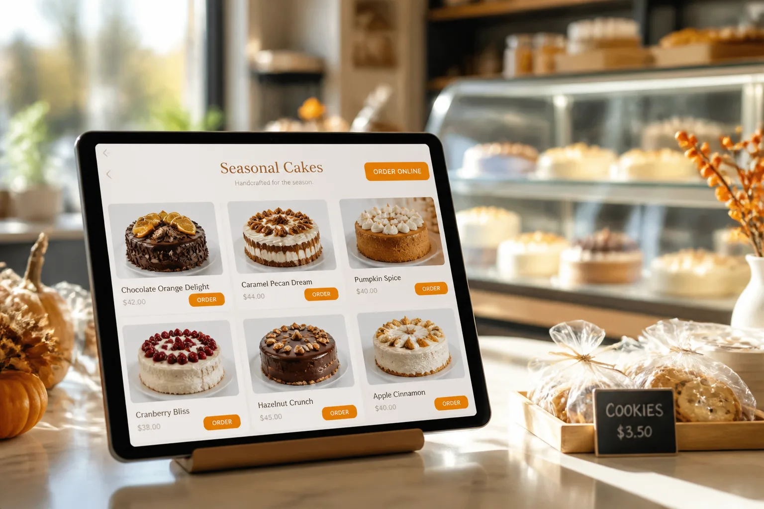 Bakery app with online ordering, cake customization, and inventory tools