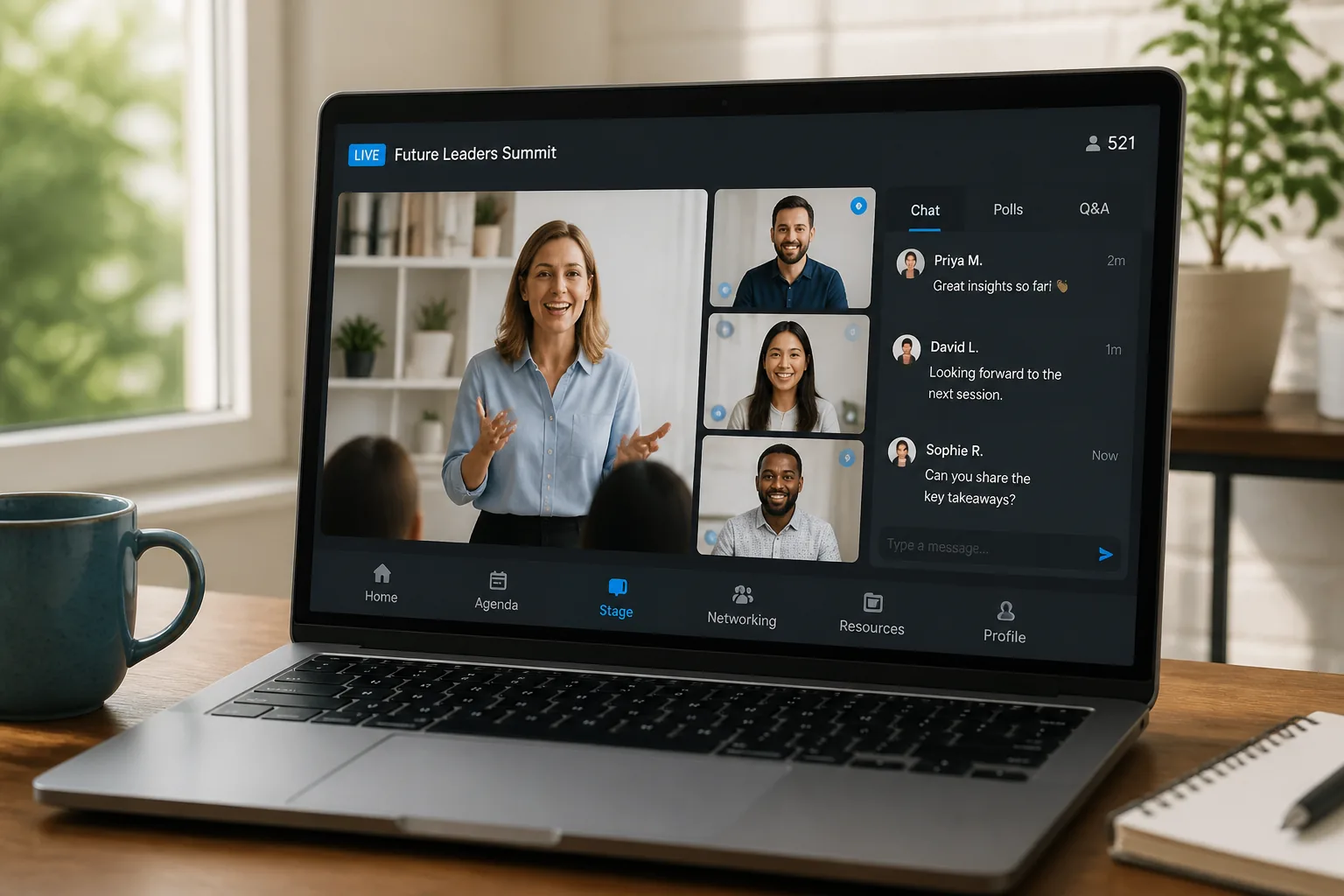 Virtual and hybrid event app with live streaming, video sessions, and networking