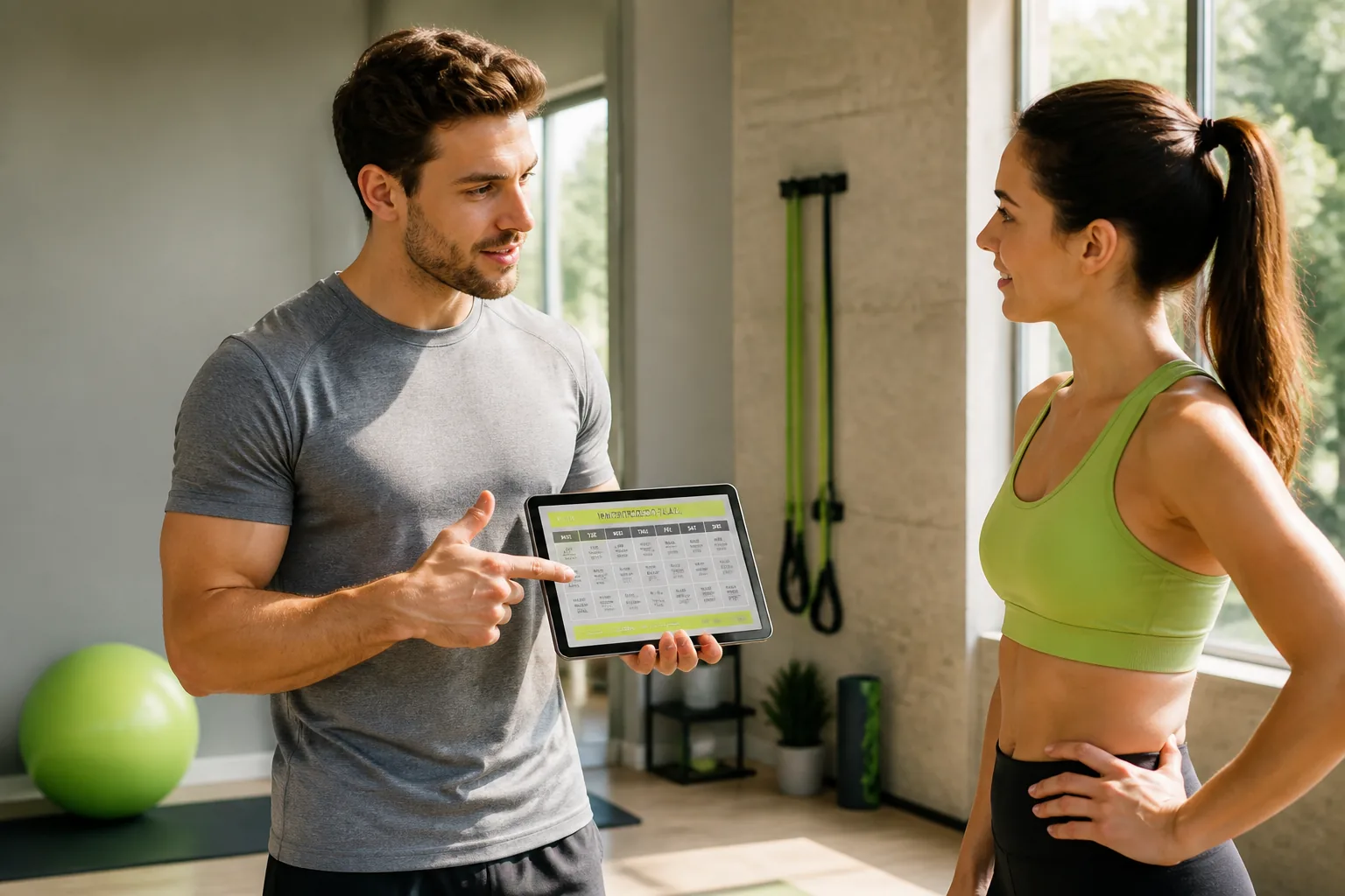 Personal trainer app with workout scheduling, virtual coaching, client management, and messaging