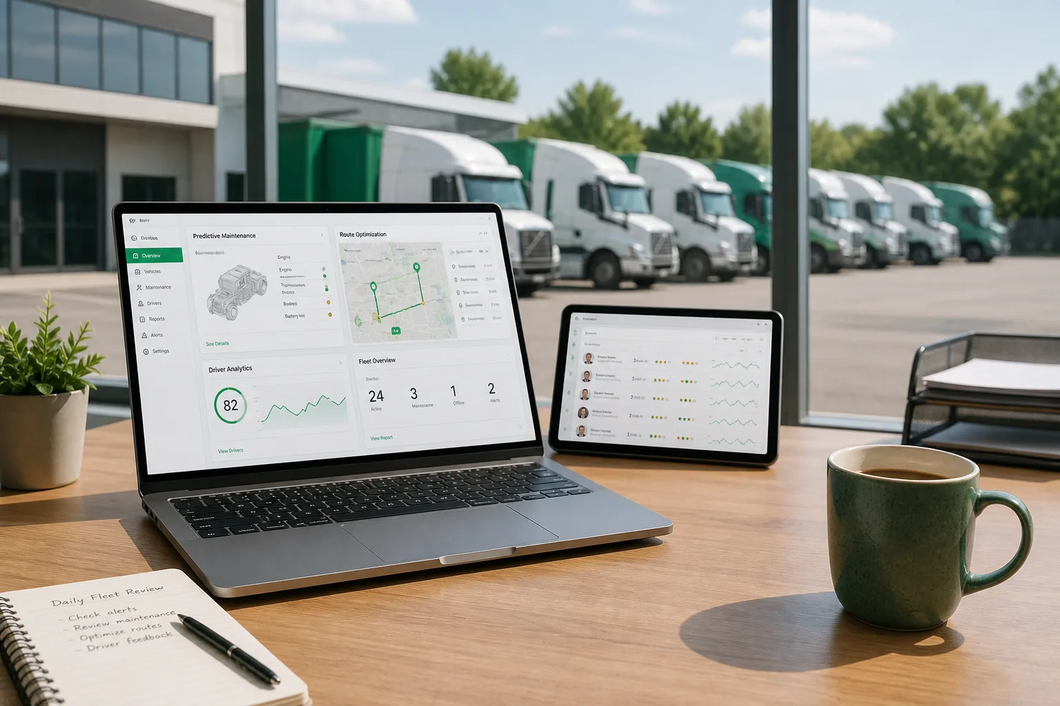 AI powered fleet management app with predictive maintenance and route optimization