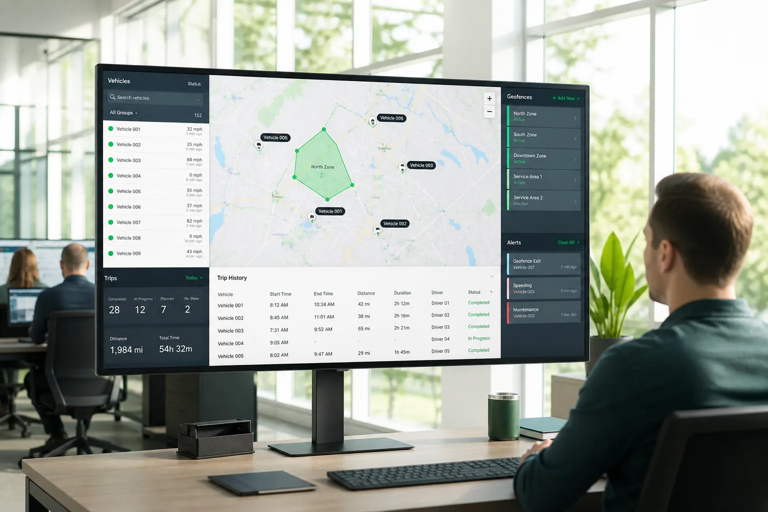 GPS fleet tracking software with live vehicle locations and route history
