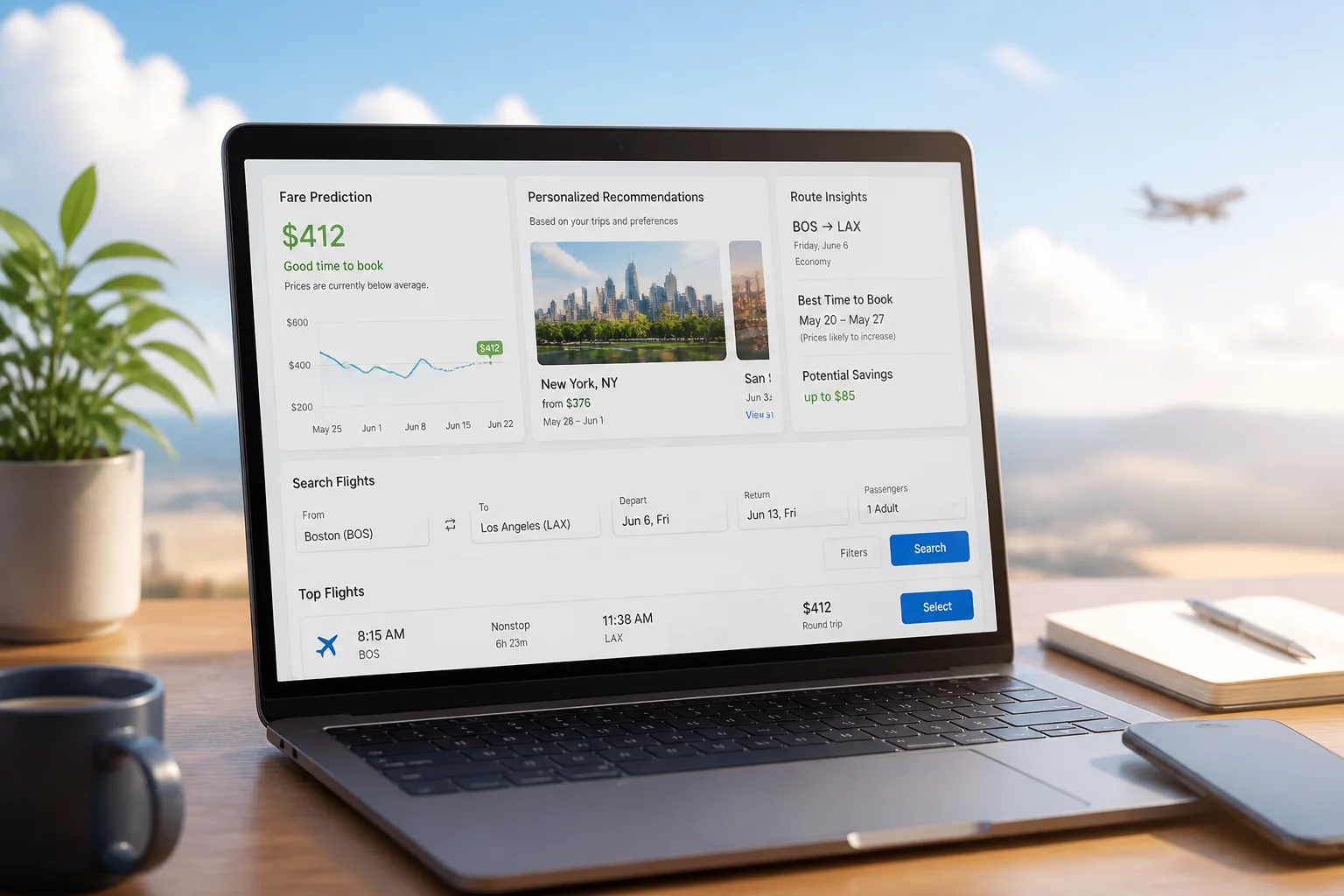 AI powered flight booking app with recommendations, fare prediction, and demand forecasting