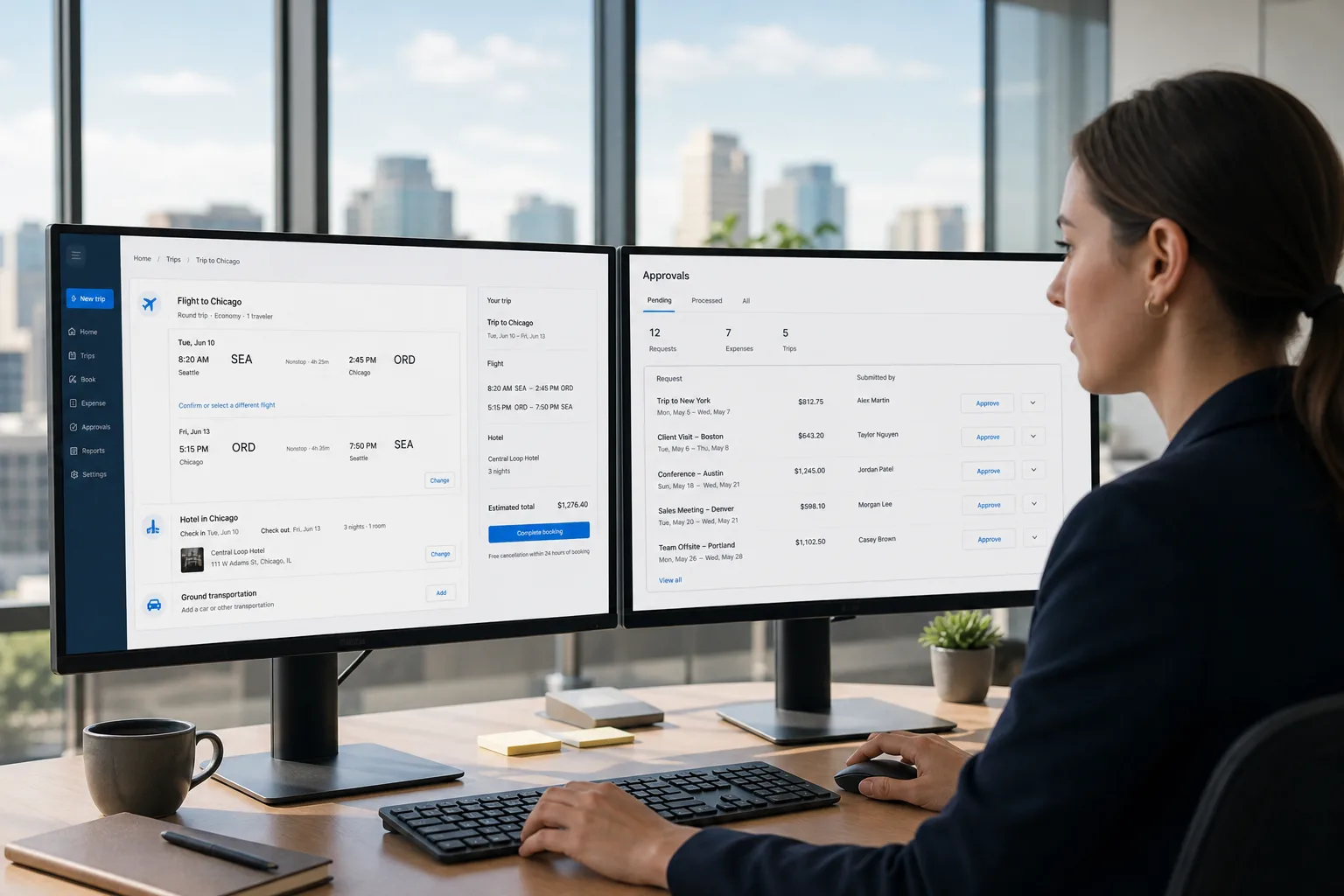 Corporate travel management software with policy compliance, approvals, and expense reporting