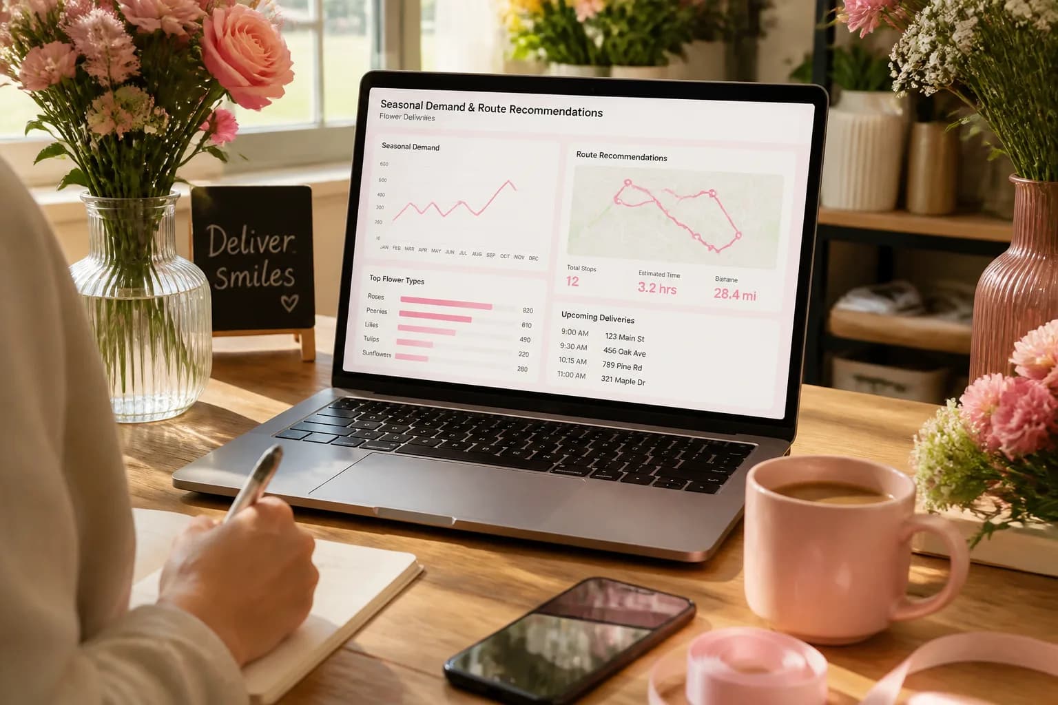 AI powered flower delivery with route optimization and retail analytics