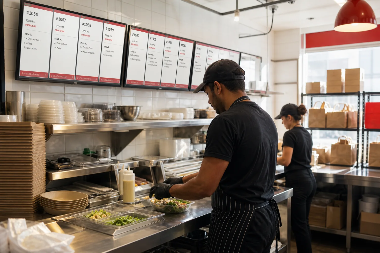 Cloud kitchen app with order routing, menu control, inventory visibility, and delivery coordination