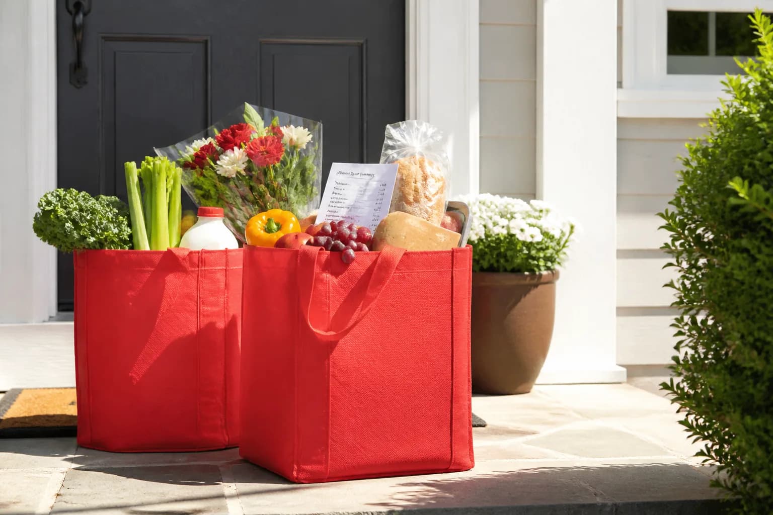 Grocery and meal delivery app with product browsing, scheduled deliveries, and order tracking