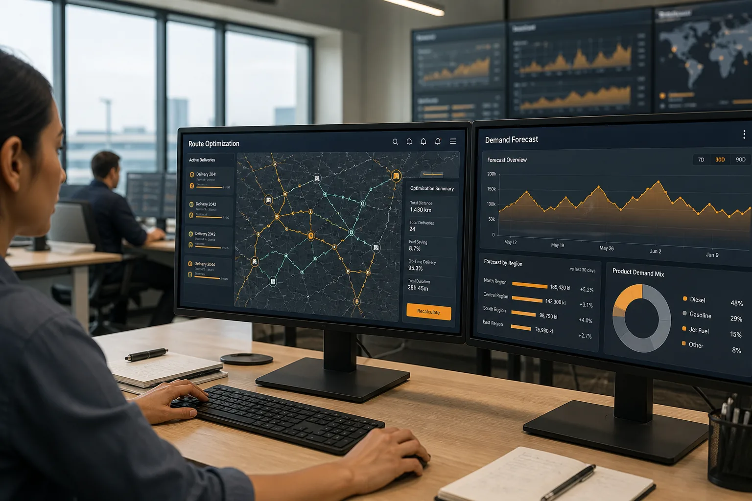 AI powered fuel delivery app with route optimization, demand forecasting, and operational analytics