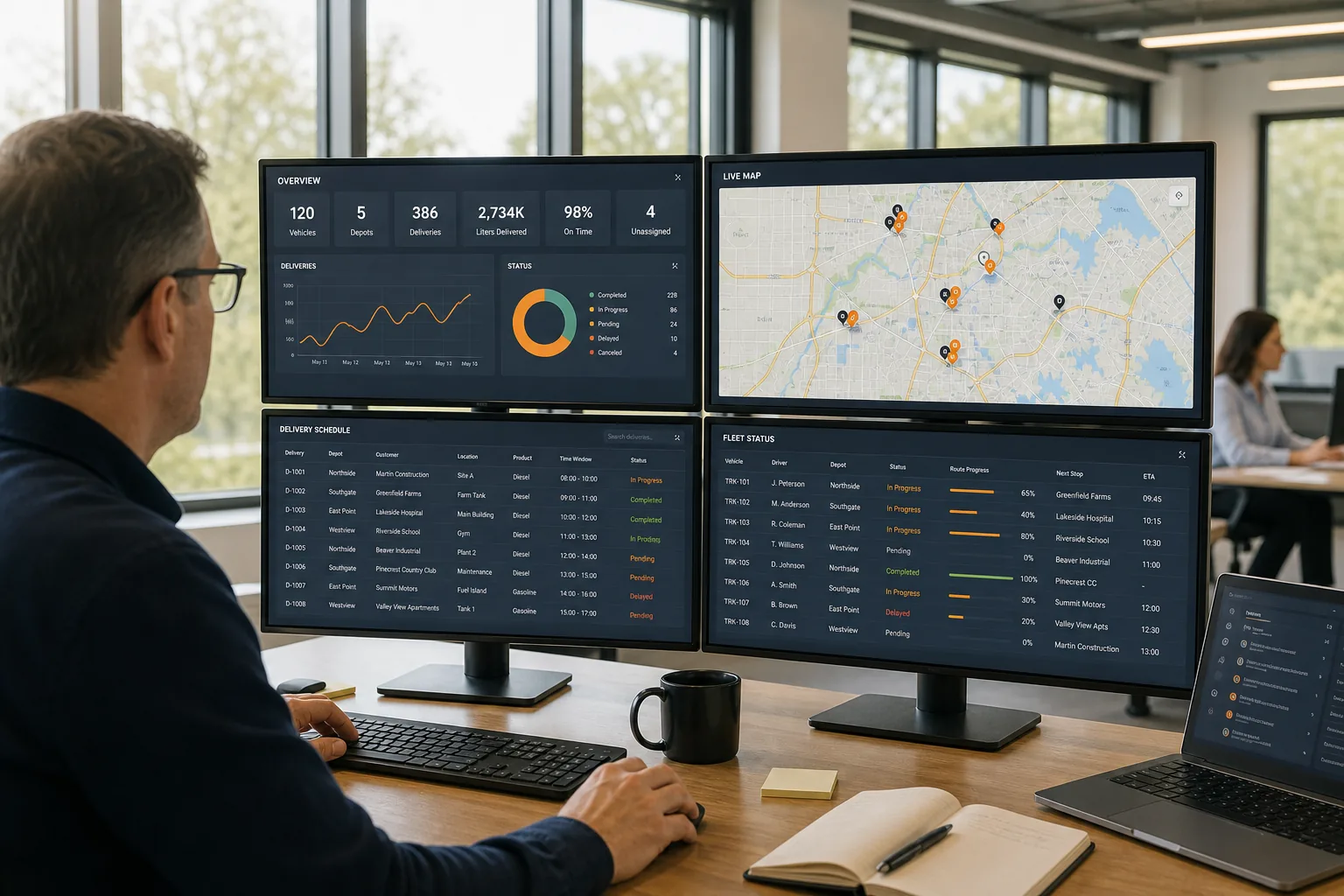 Enterprise fuel delivery software with fleet management, payments, and operational reporting