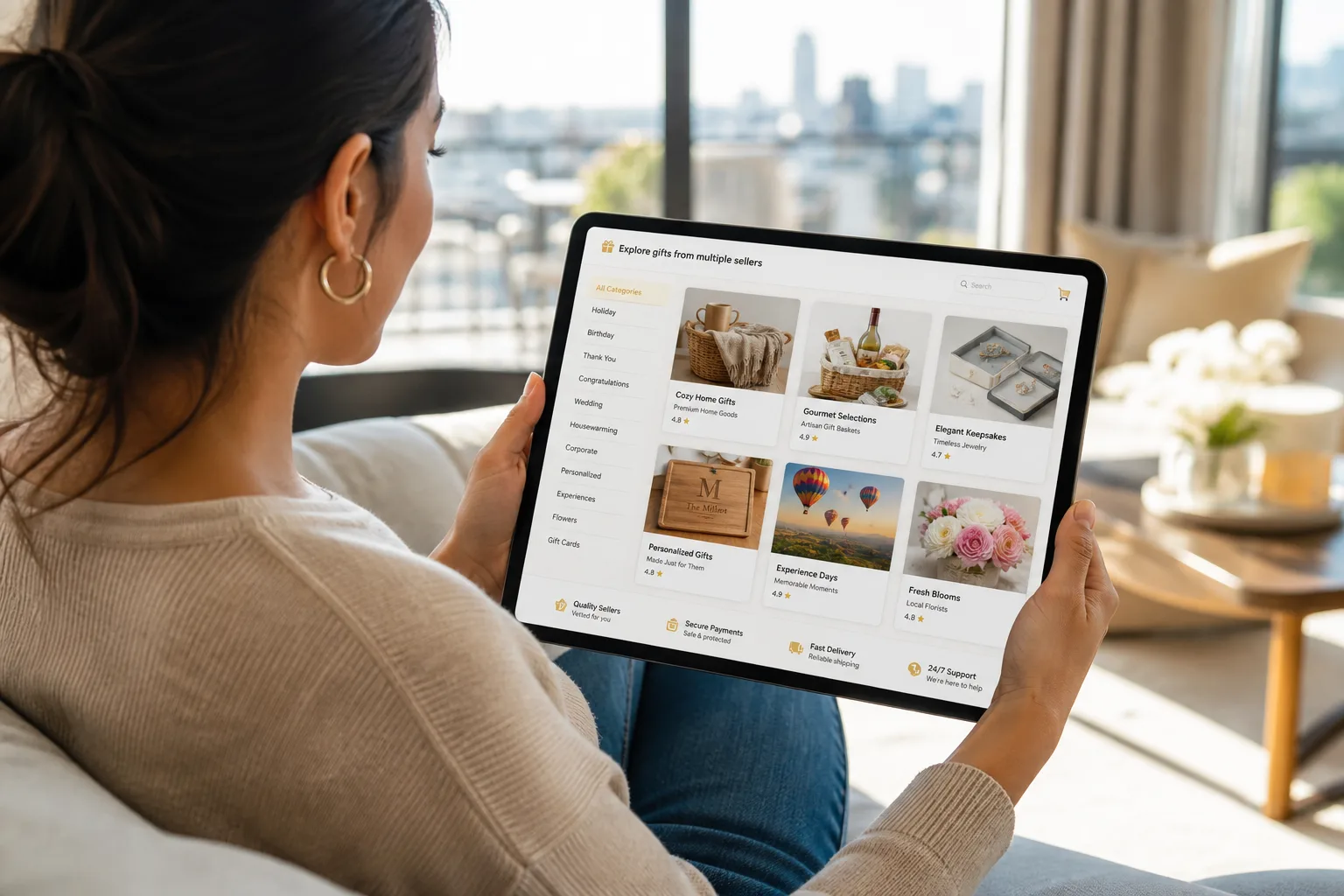 Multi vendor gift marketplace with catalogs, inventory sync, and delivery management