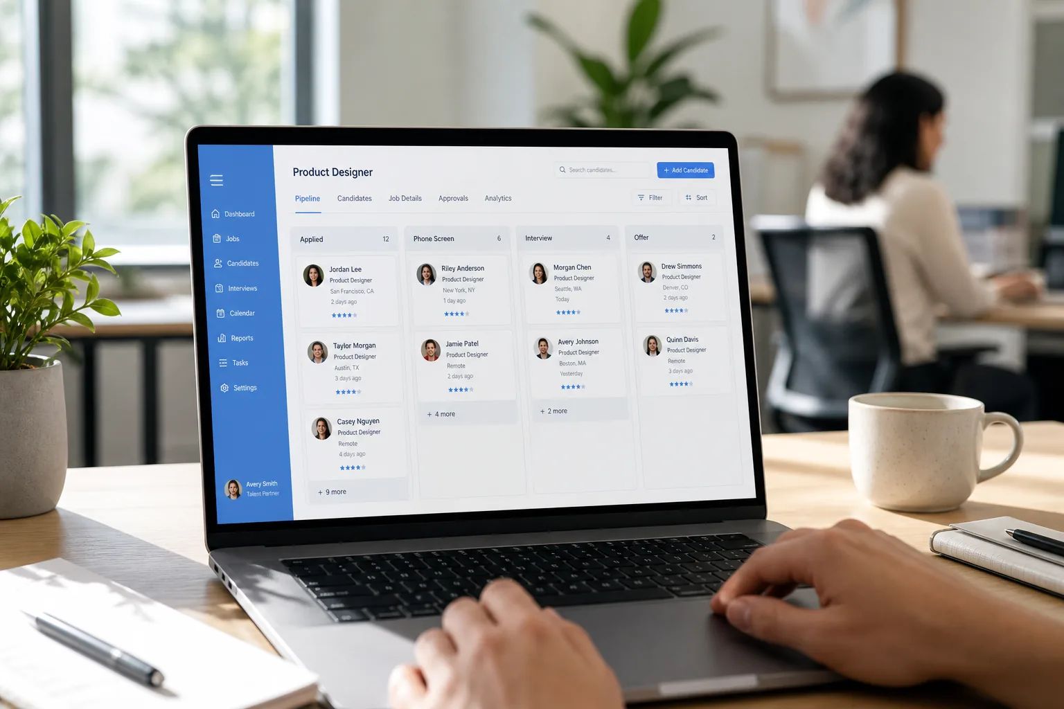 Applicant tracking system with resume management, interview scheduling, and hiring analytics