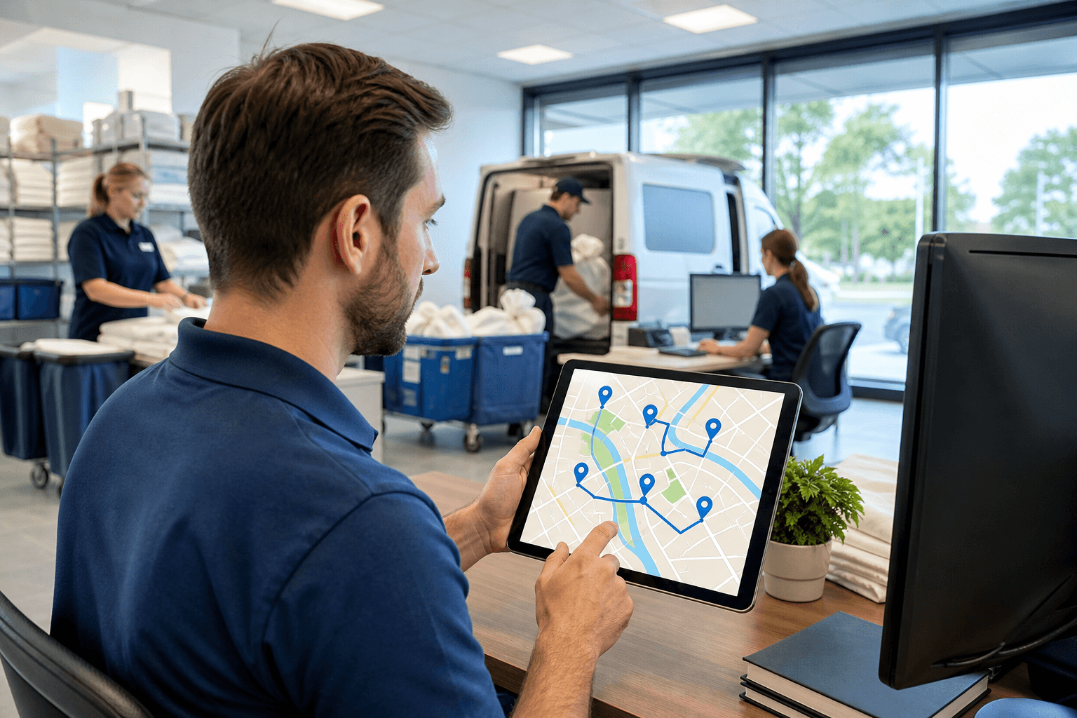AI powered laundry operations with intelligent dispatch