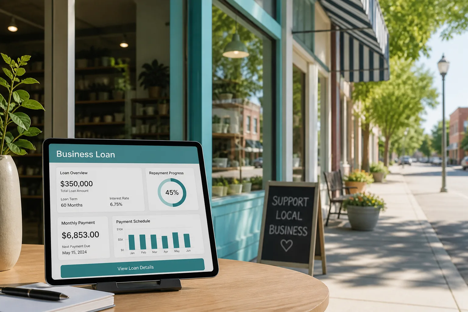 Business loan platform with verification and reporting dashboards