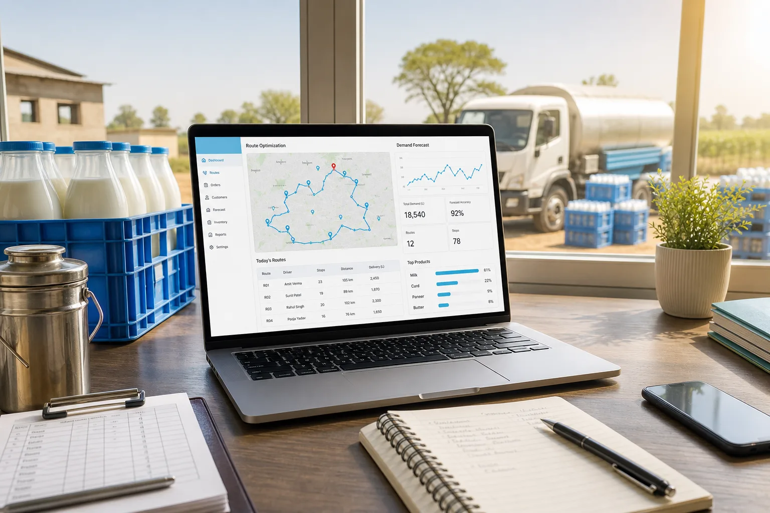 AI powered milk delivery with forecasting and route optimization