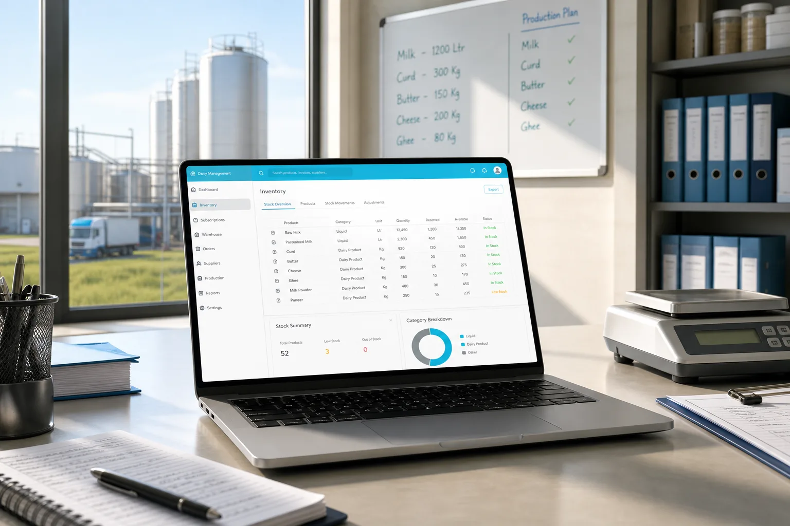 Dairy management software with inventory, warehouse, and analytics