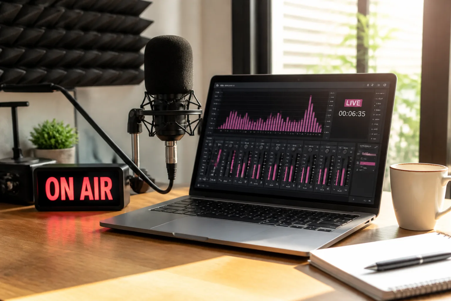Internet radio app with live broadcasts, scheduled programming, and listener engagement