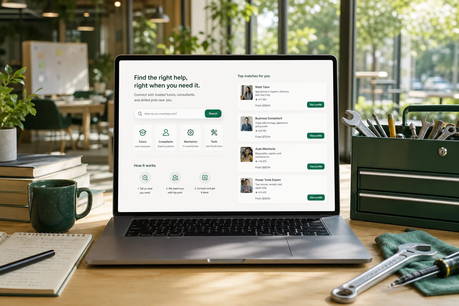 Professional service marketplace connecting customers with verified providers