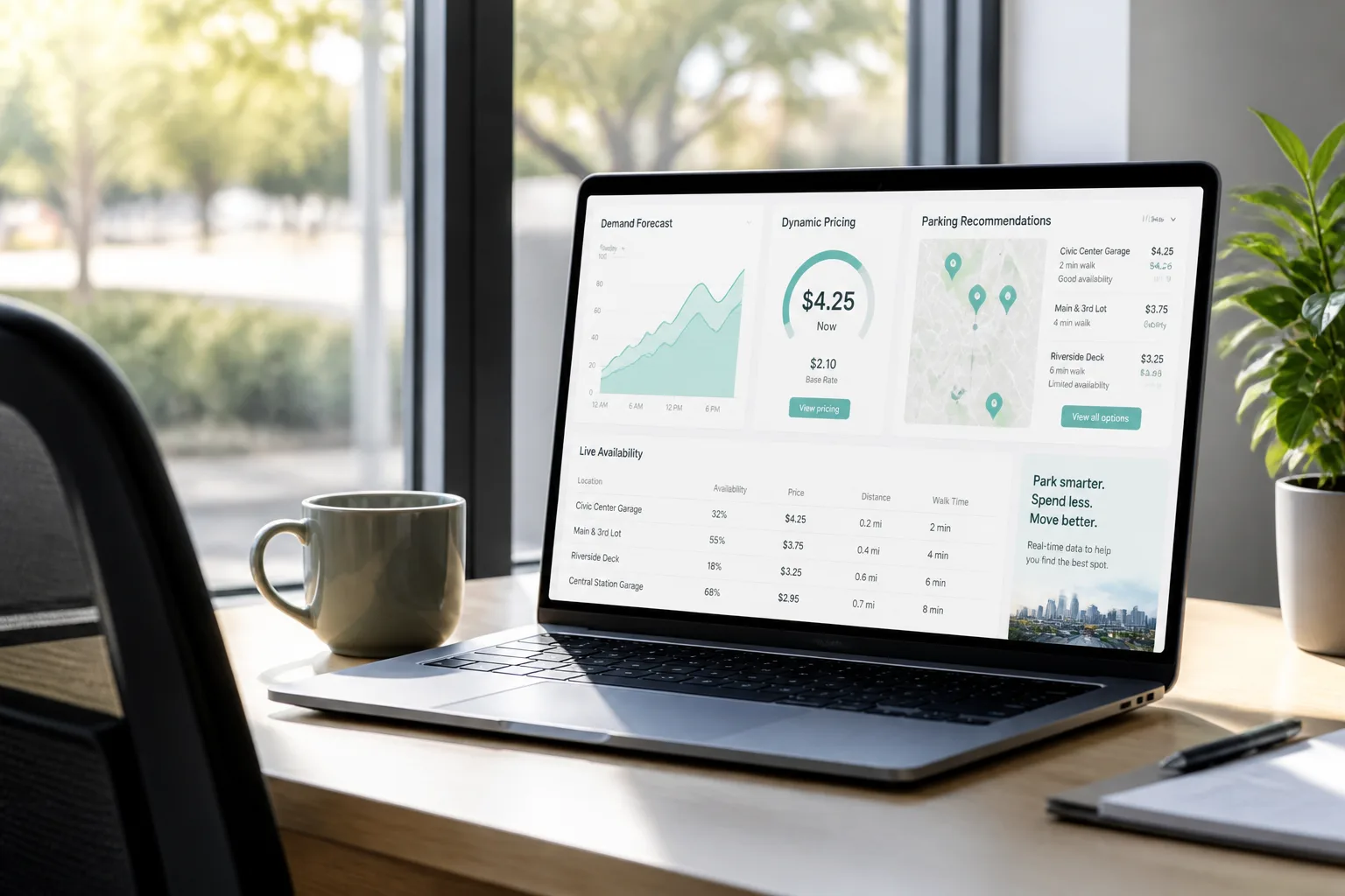 AI powered parking finder app with demand forecasting and dynamic pricing