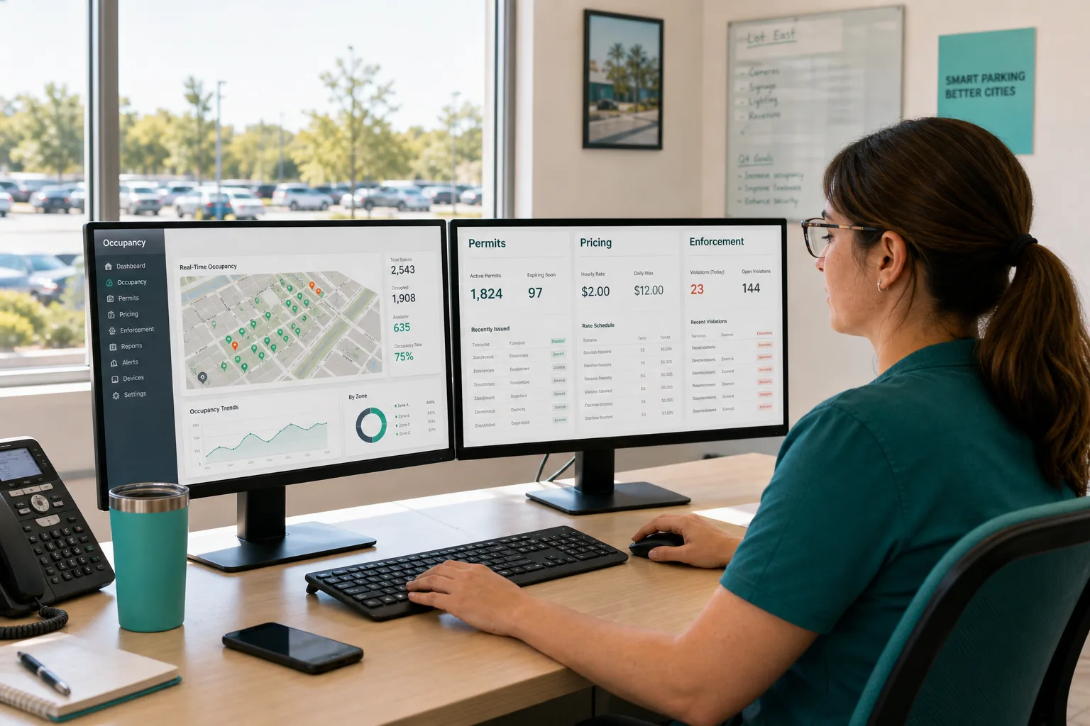 Smart parking management software with occupancy monitoring and operational dashboards