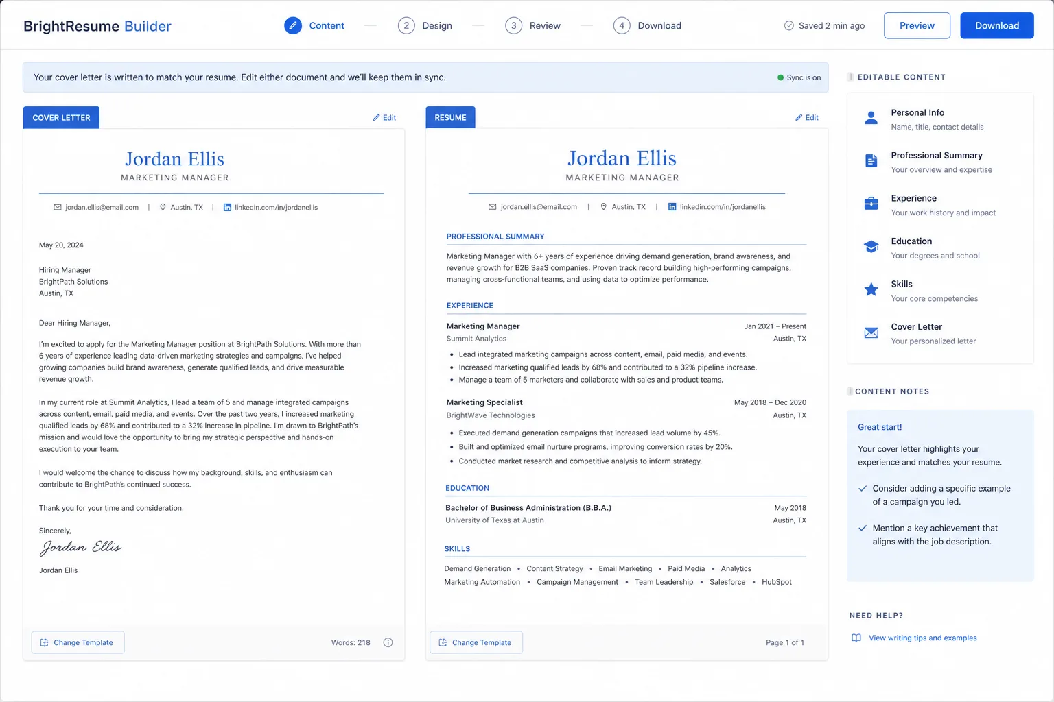 Cover Letter Builder Development