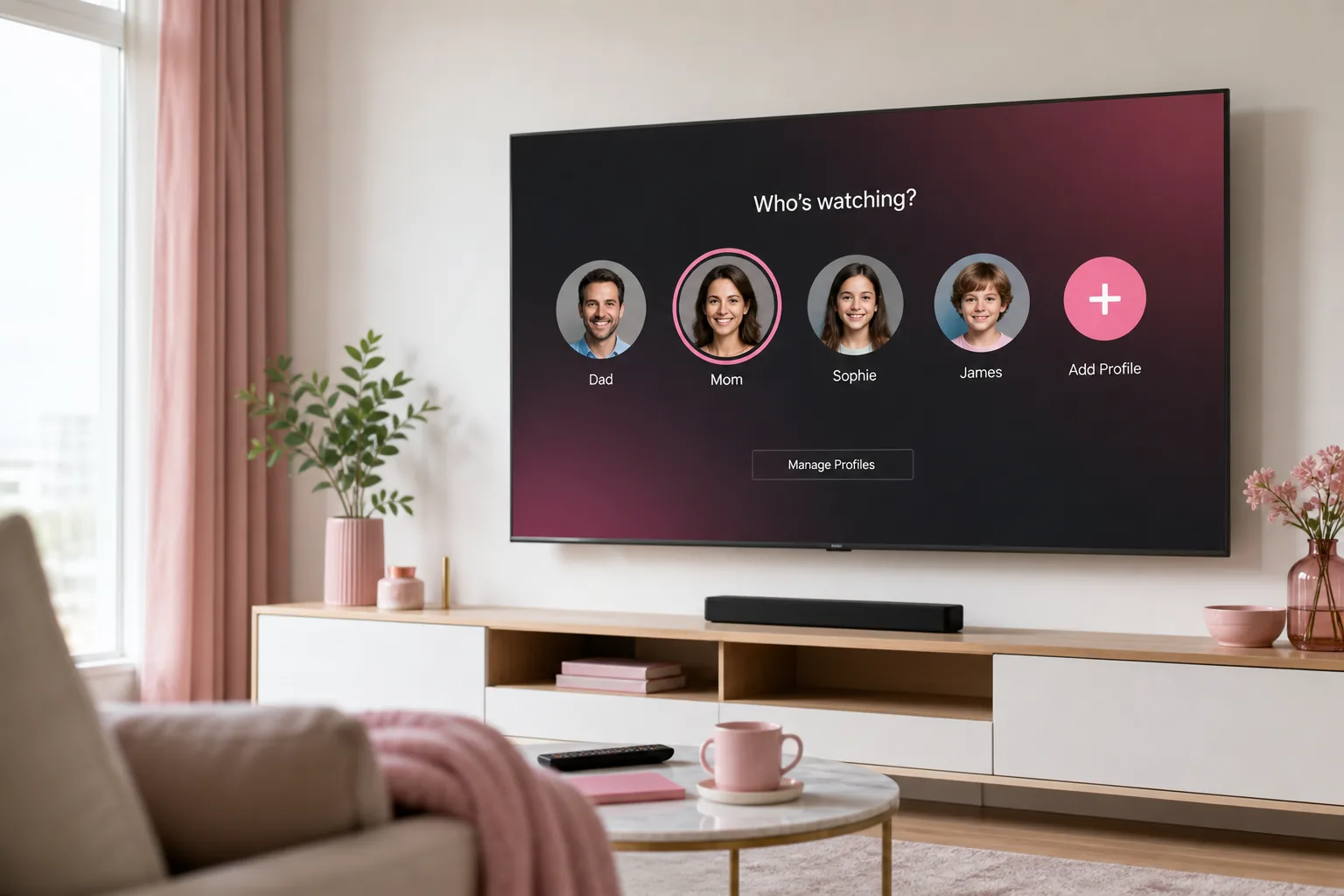OTT streaming platform with subscriptions, profiles, and parental controls