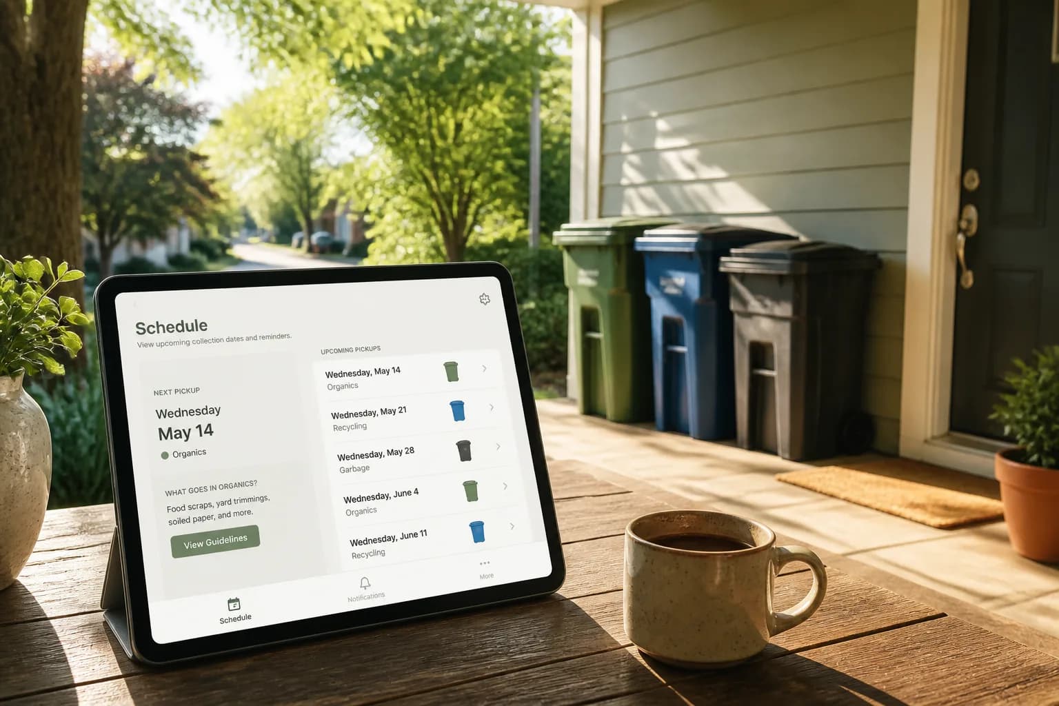 Waste collection app with pickup scheduling, collection tracking, and secure payments