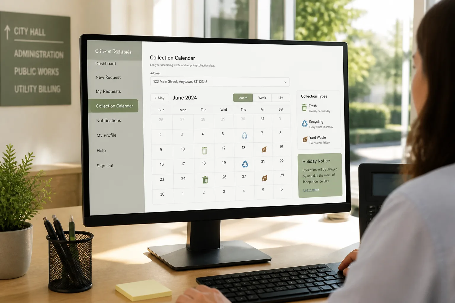 Municipal waste management software with citizen requests and collection schedules