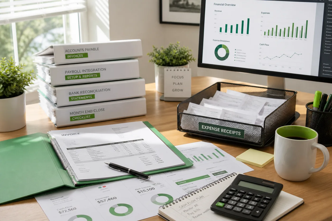 Bright USA accounting workspace representing custom accounting software development