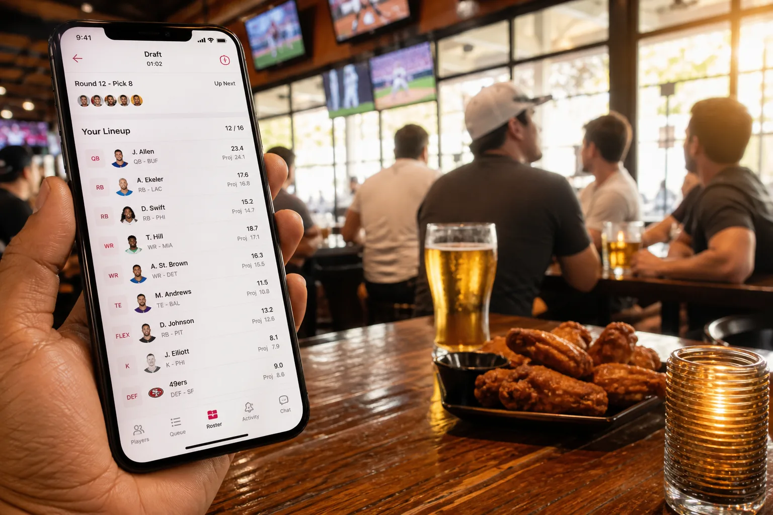 Custom fantasy sports app with league creation, player drafting, live scoring, and secure payments