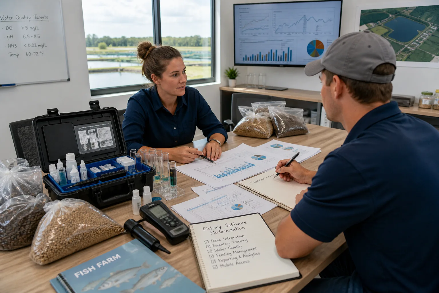 Bright USA aquaculture office representing custom fishery management software development
