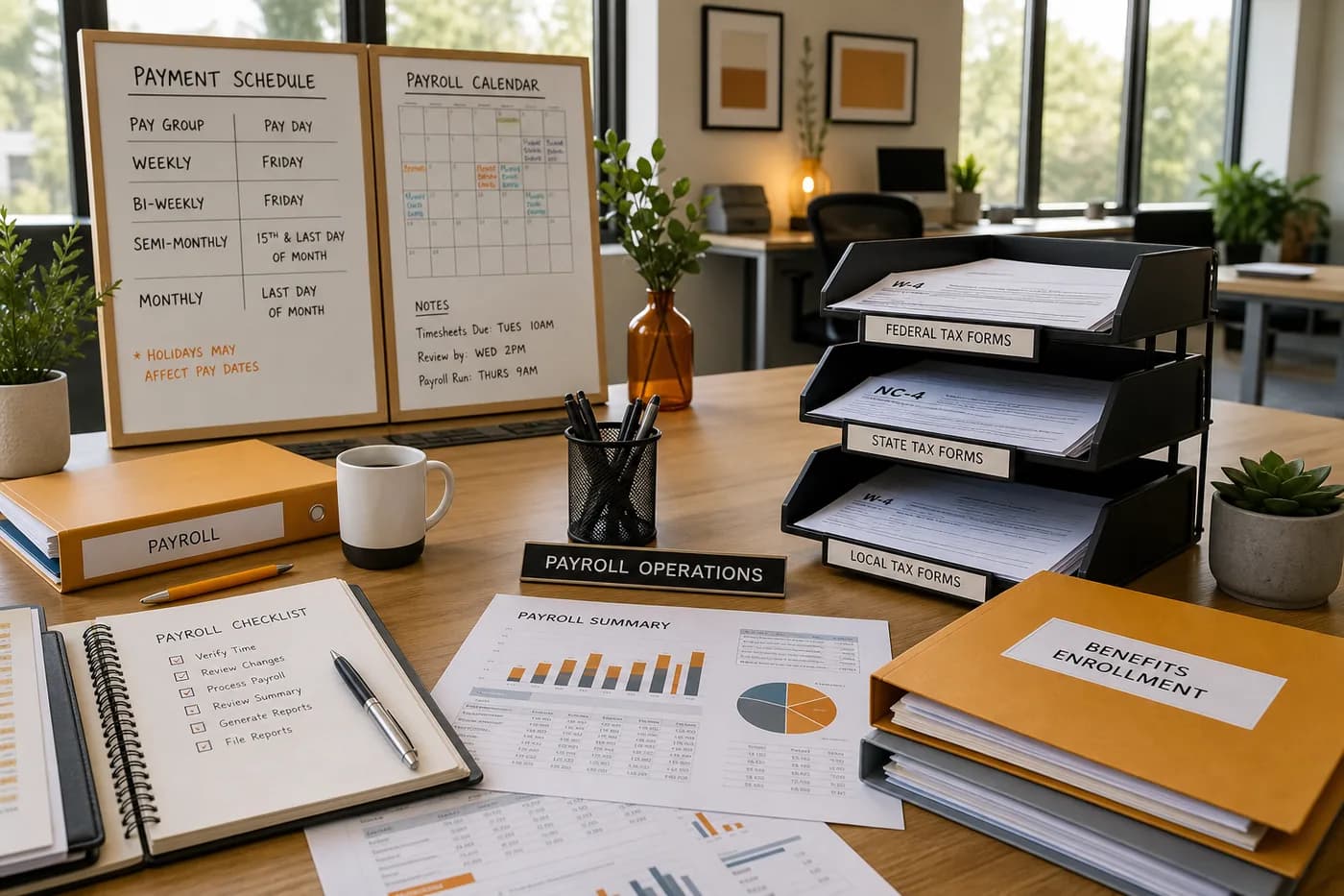 Bright USA payroll workspace representing custom payroll software development
