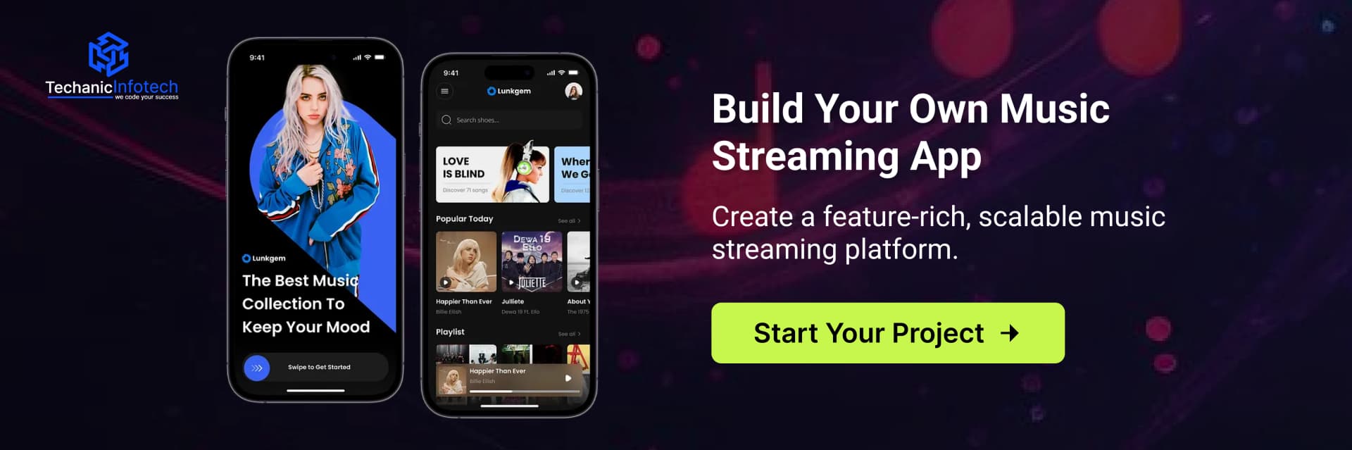 Develop a Music Streaming app CTA