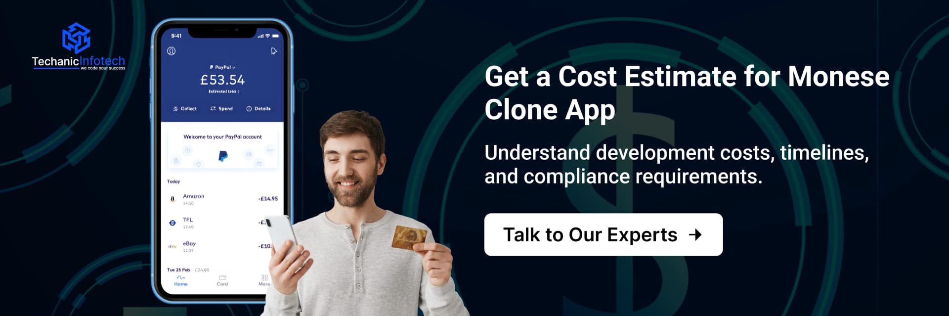 Get Cost Estimation for Monese Like App CTA