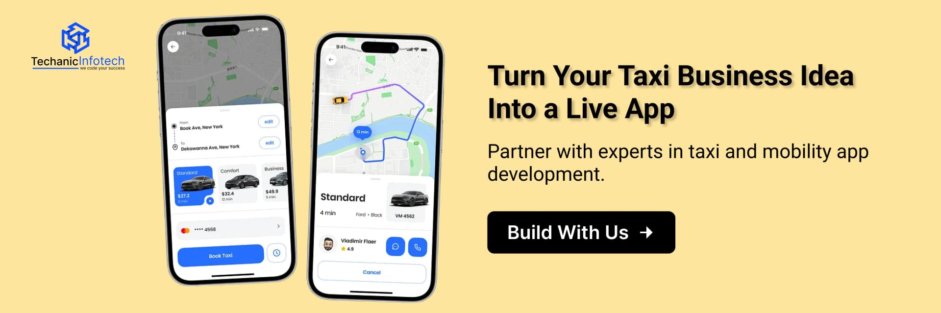 Taxi Booking Business Online with an App CTA