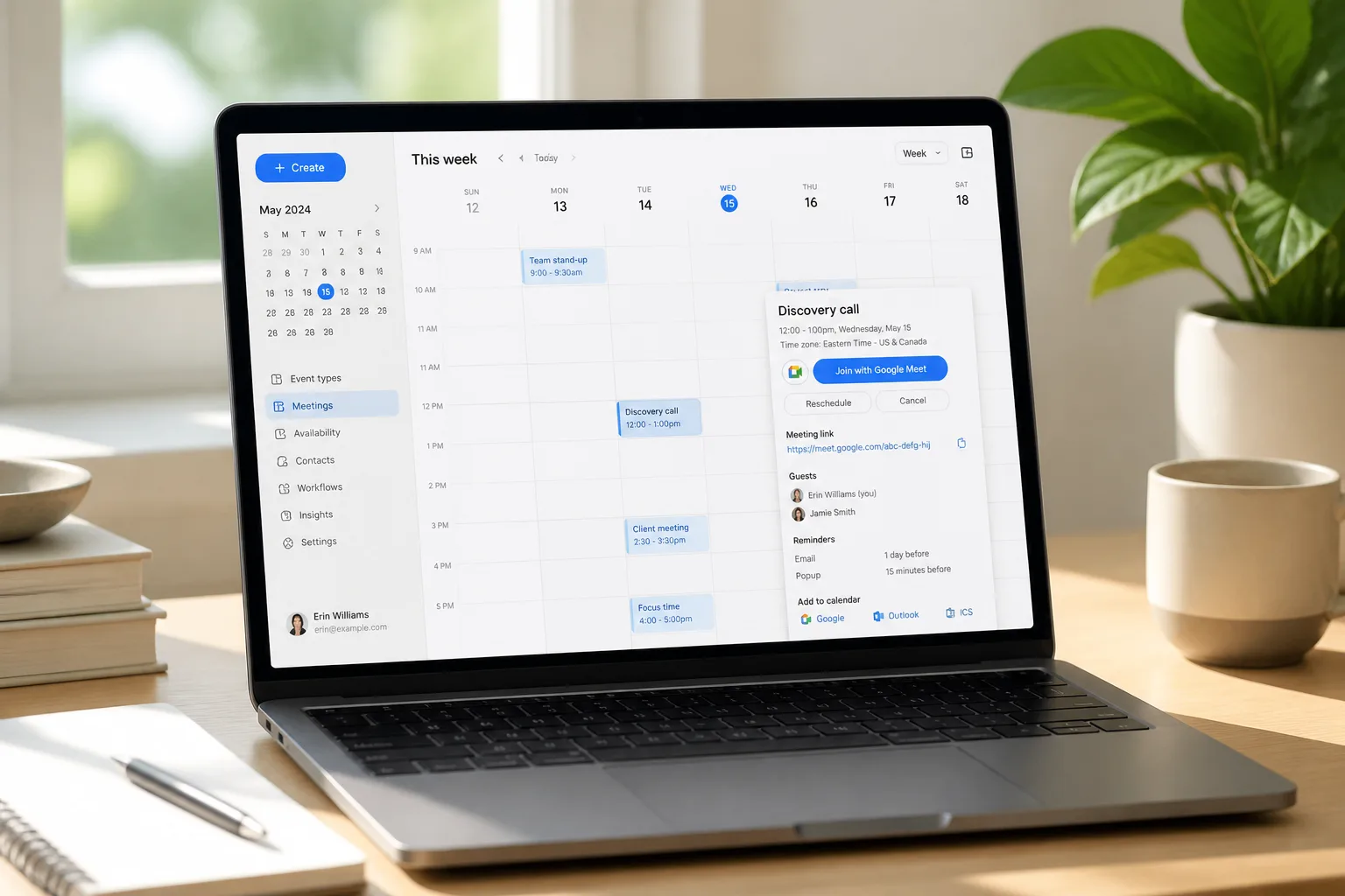 Calendly inspired appointment scheduling app preview