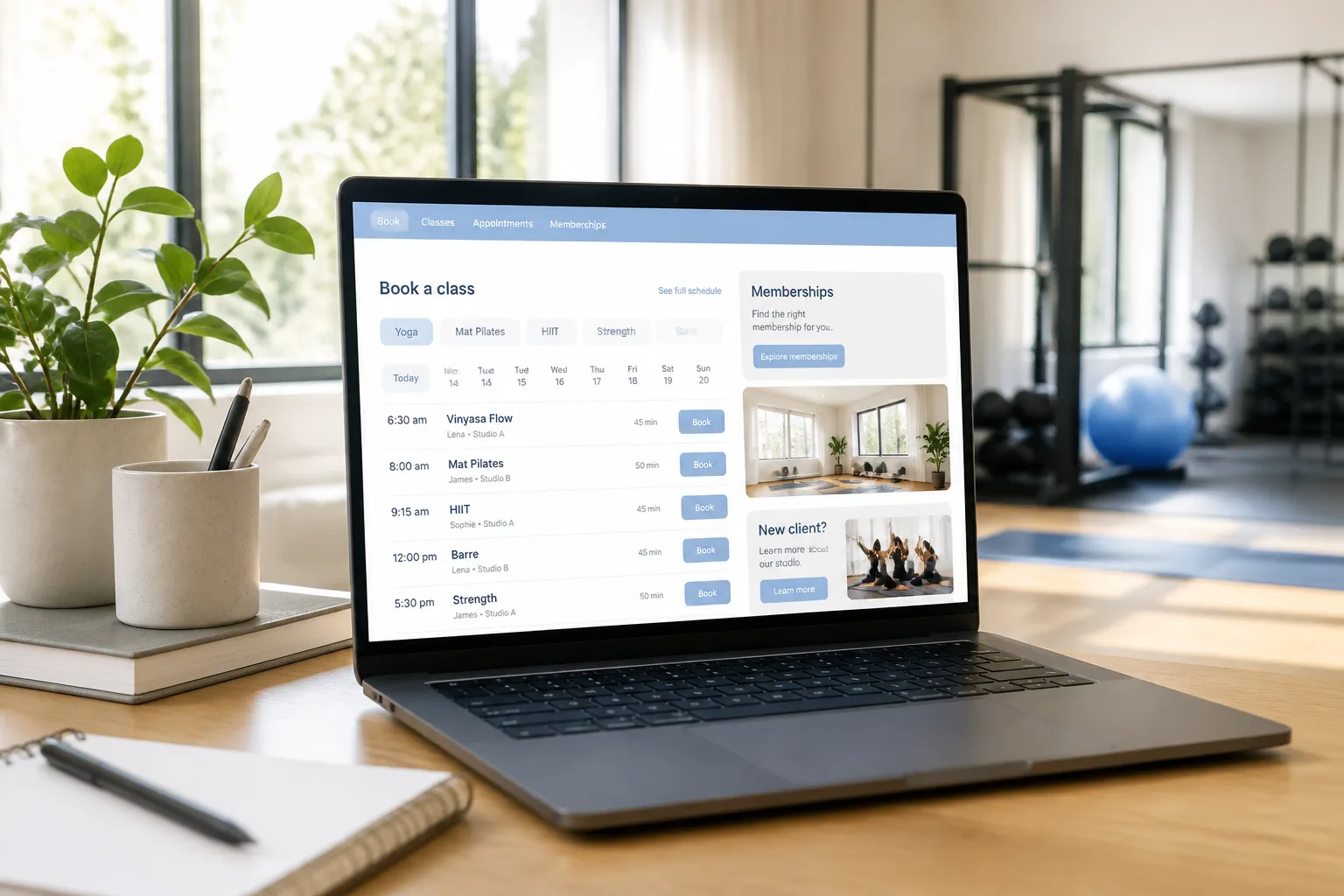 Mindbody inspired appointment scheduling app preview