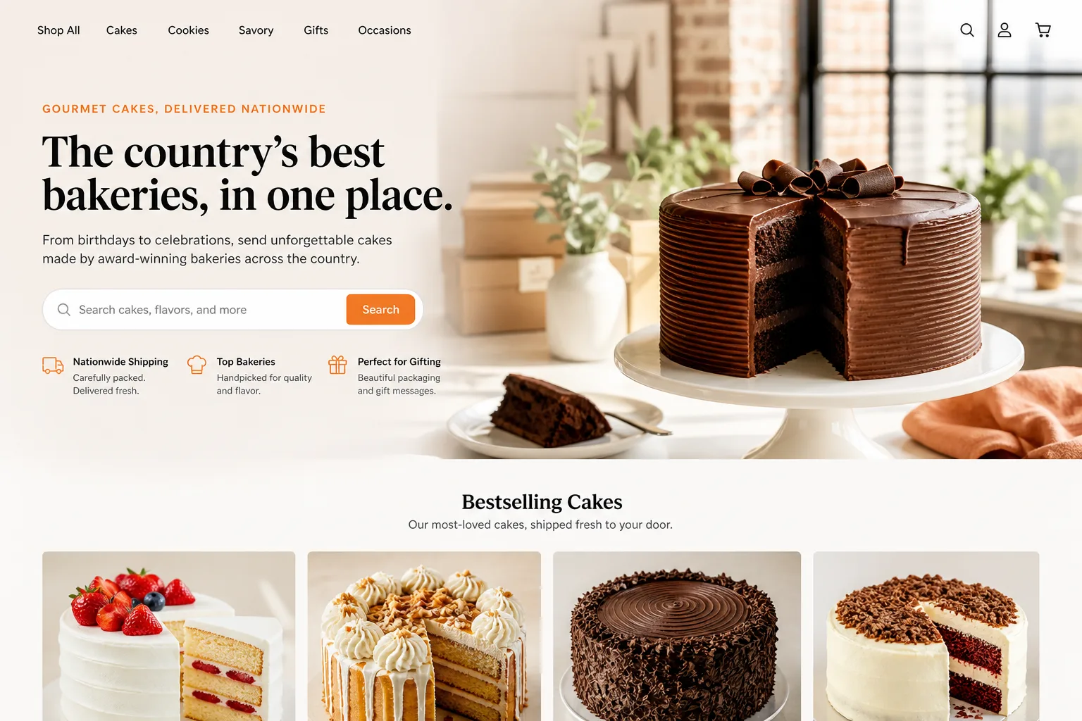 Goldbelly inspired cake-delivery app preview