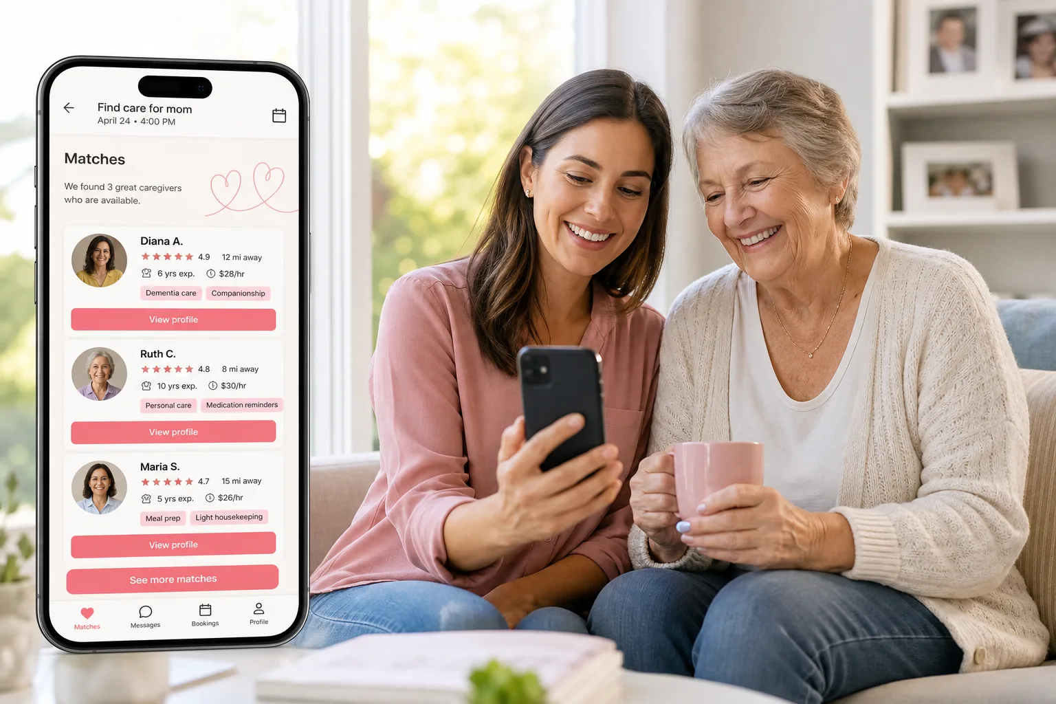 CareLinx inspired elder-care app preview
