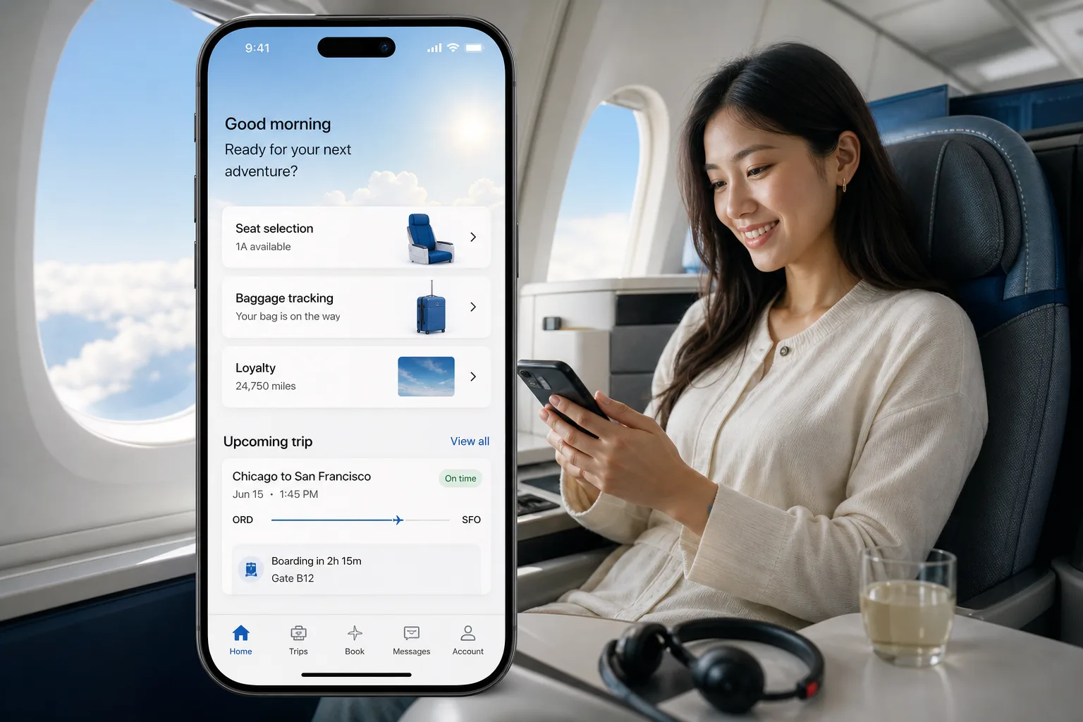 United Airlines inspired flight-booking app preview