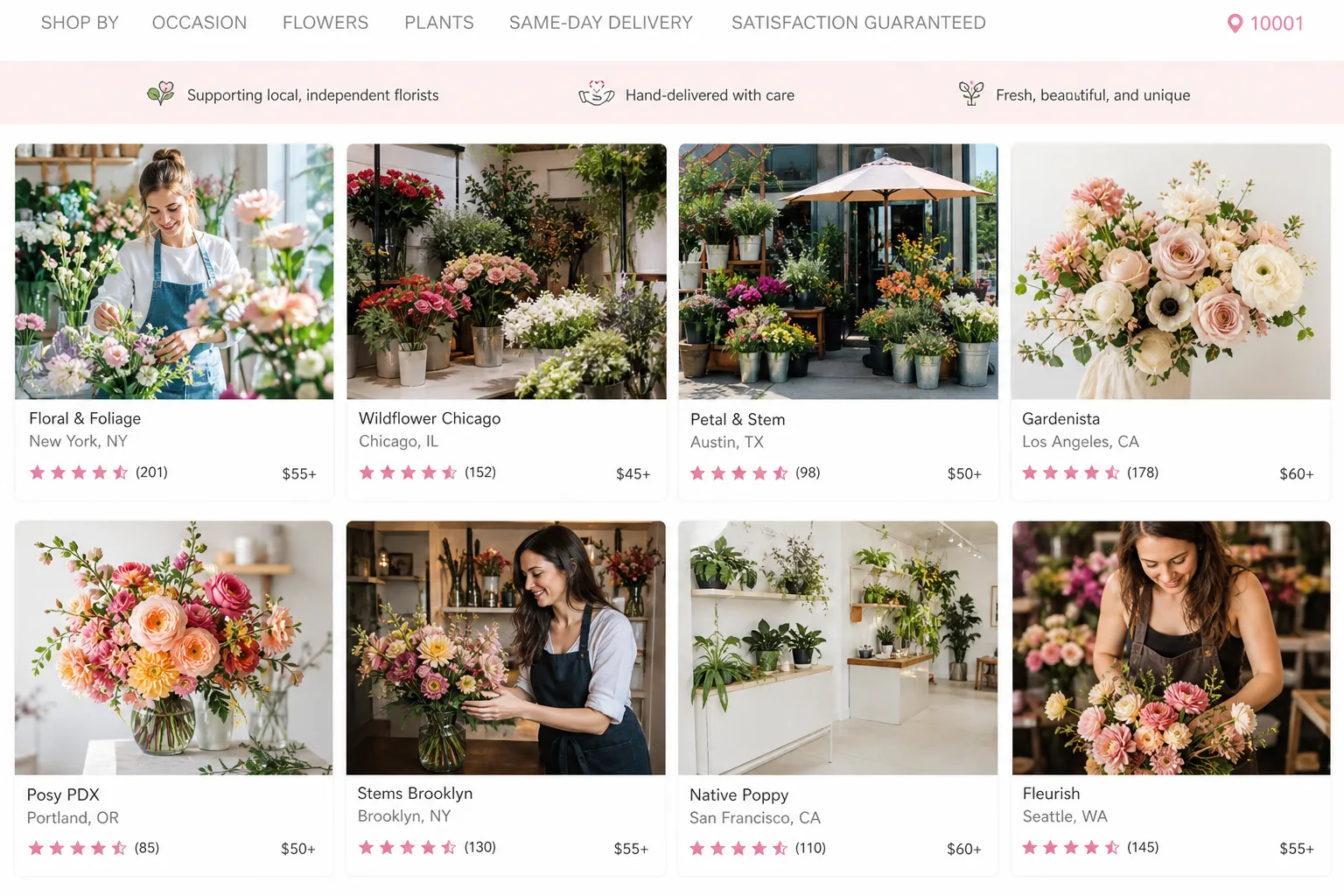 BloomNation inspired flower-delivery app preview