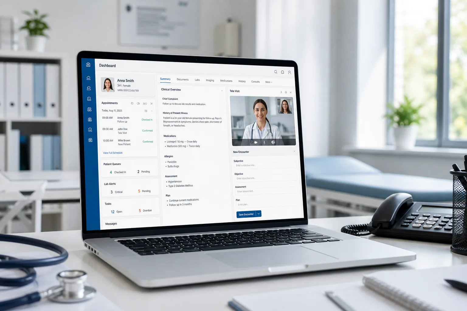 eClinicalWorks inspired hospital-management app preview