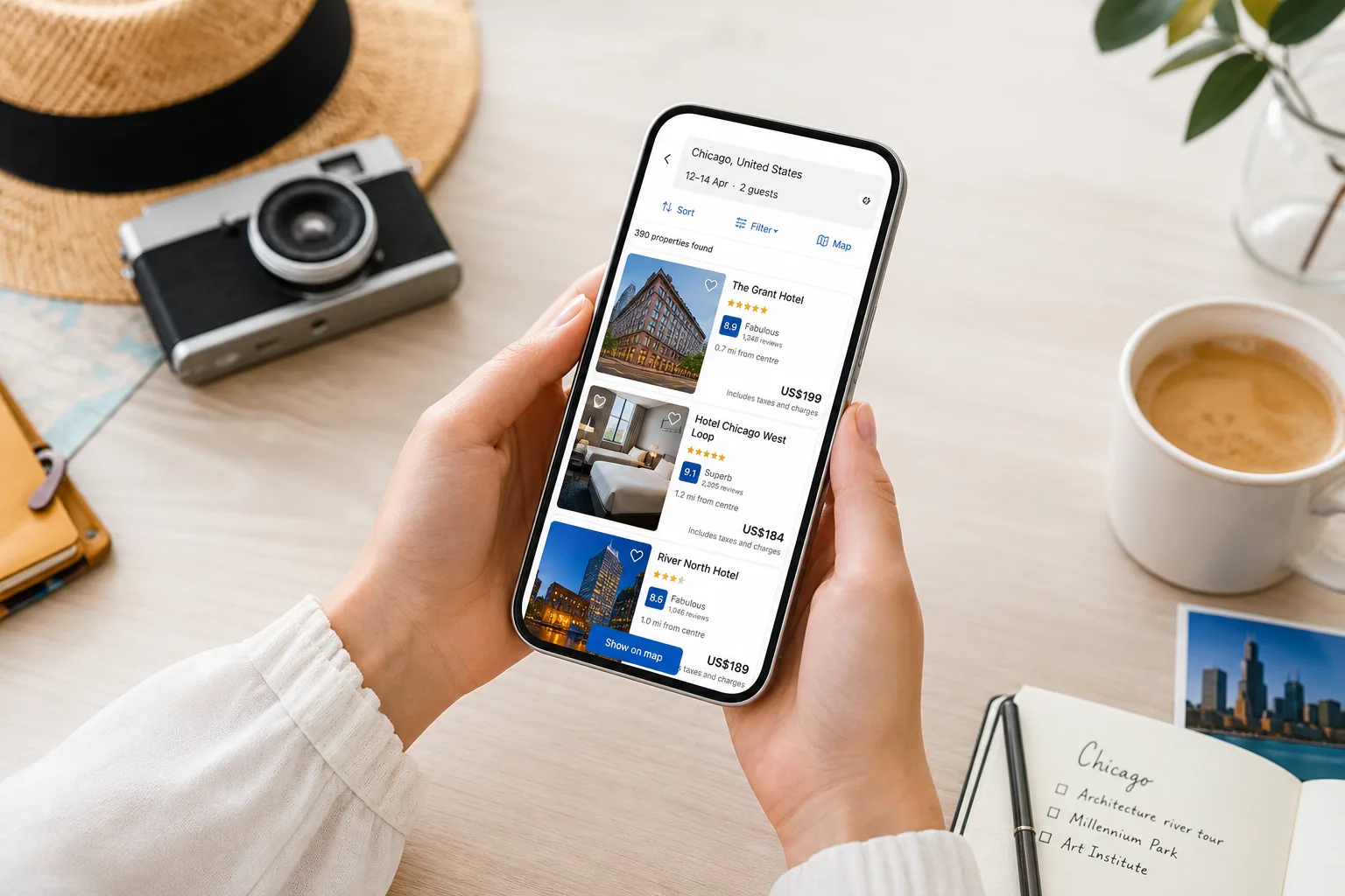 Booking.com inspired hotel-booking app preview