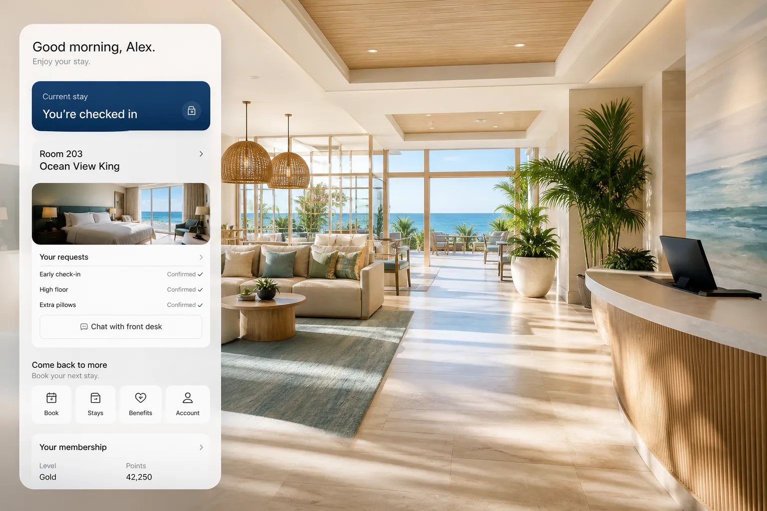 Marriott Bonvoy inspired hotel-booking app preview