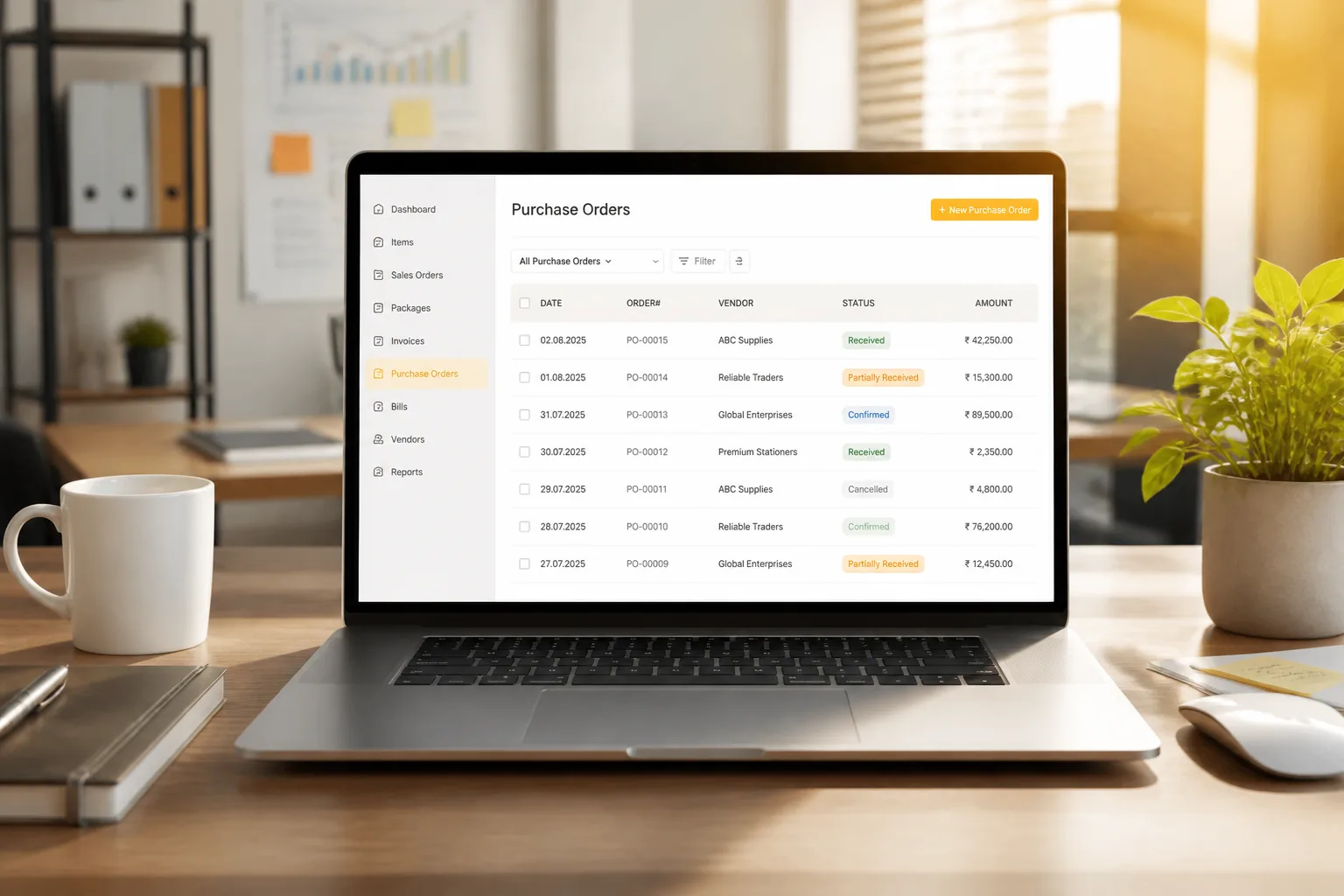 Zoho Inventory inspired inventory management app preview