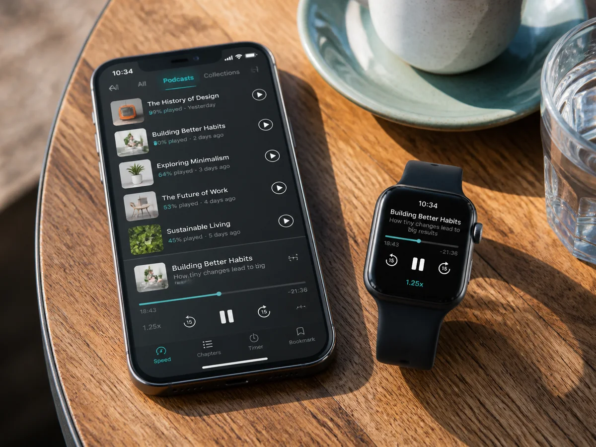 Pocket Casts inspired podcast app preview