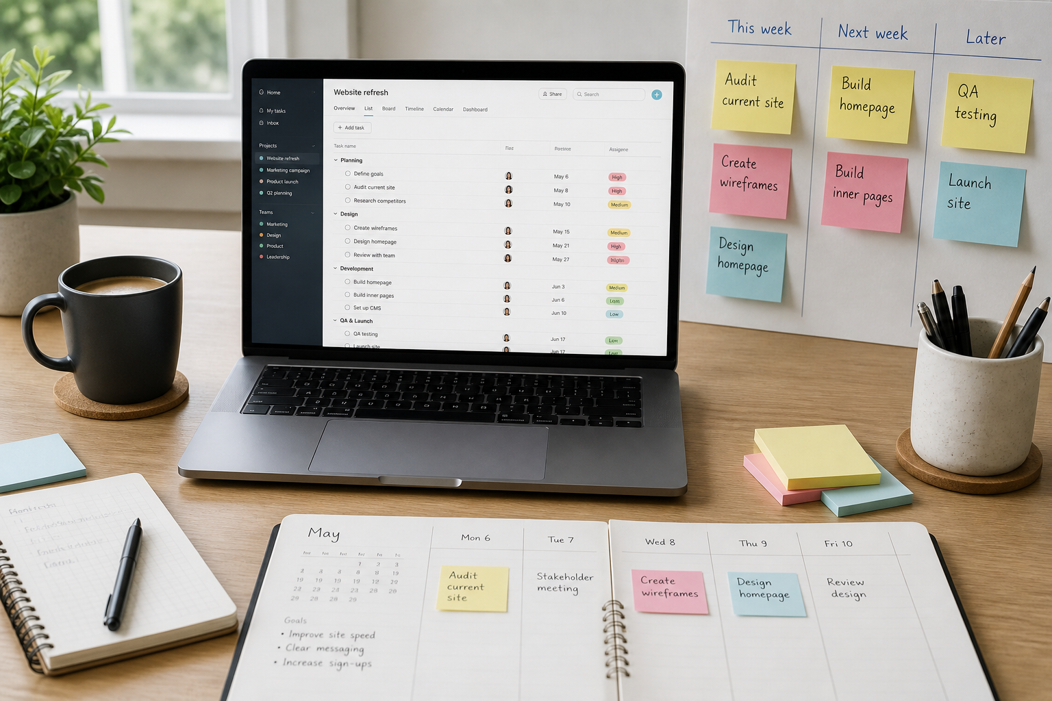 Apps Like Asana inspired project management app preview