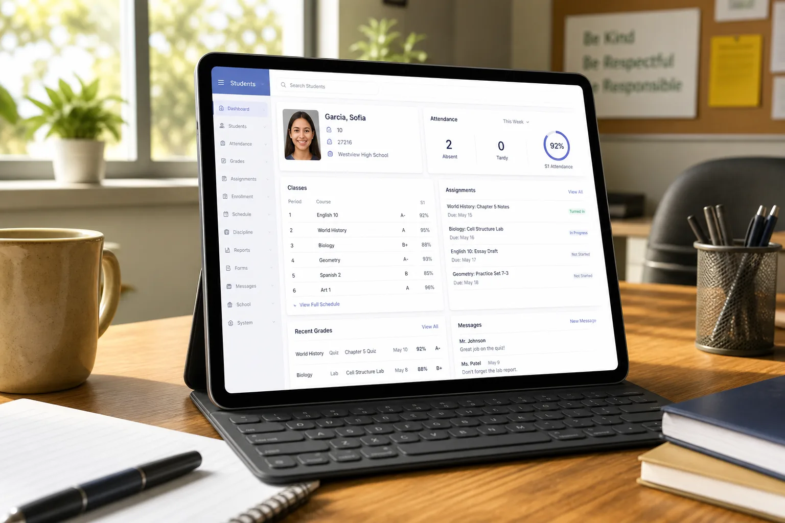 PowerSchool inspired school management app preview